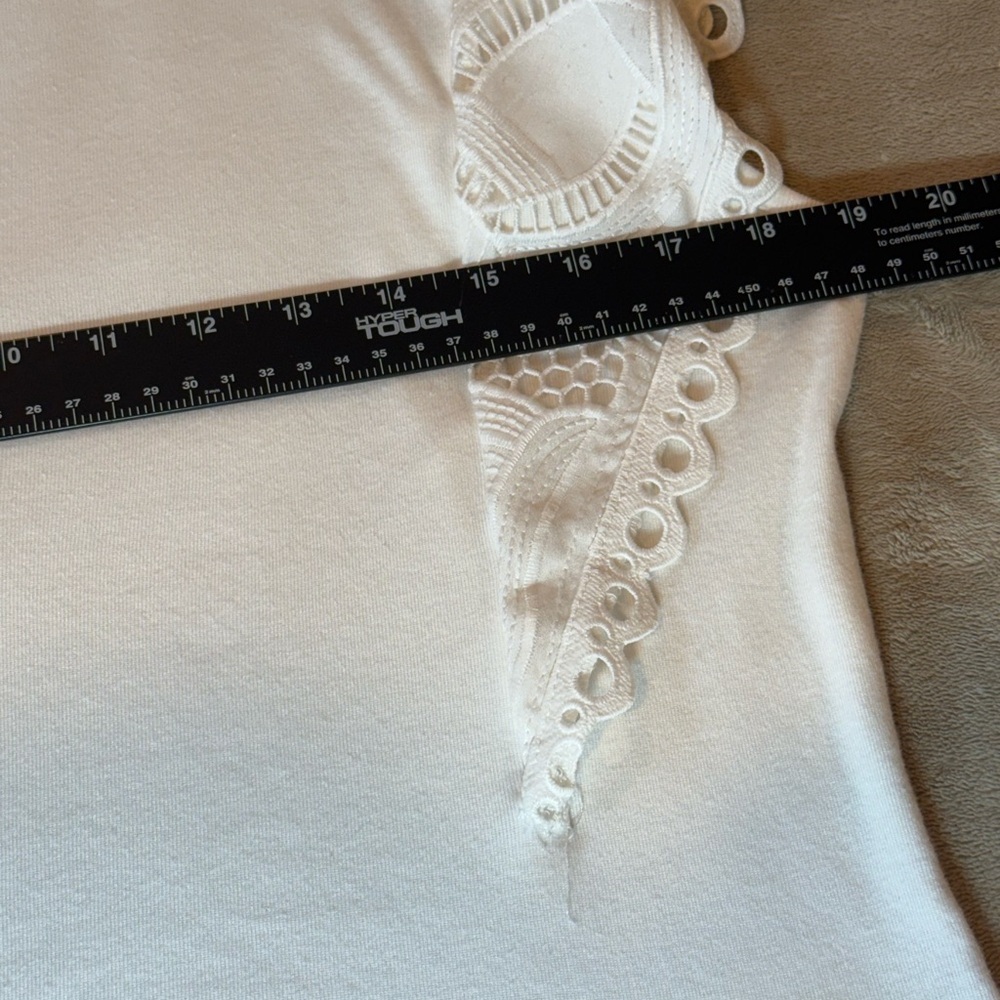 Catherine Malandrino White Flutter Lace Sleeve Blouse, size M - Picture 6 of 7